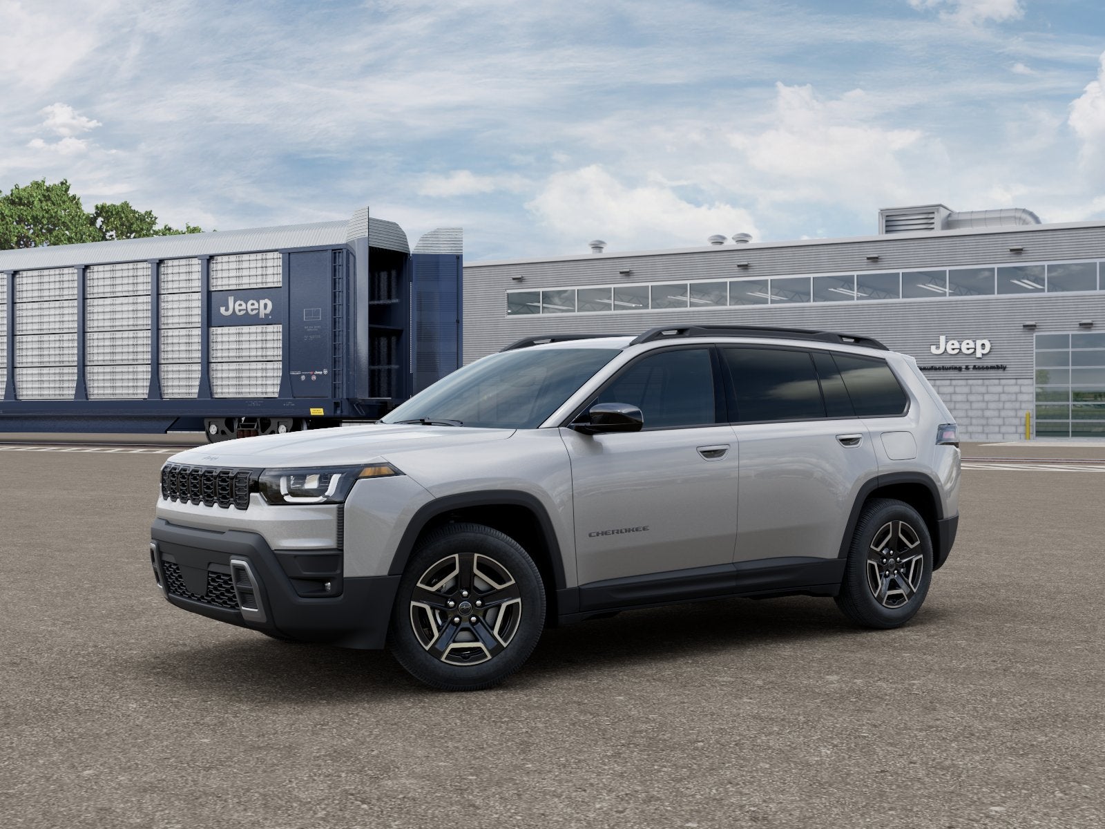 2026 Jeep Cherokee Laredo in Silver Zynith Clear-Coat Exterior Paint — front three-quarter view
