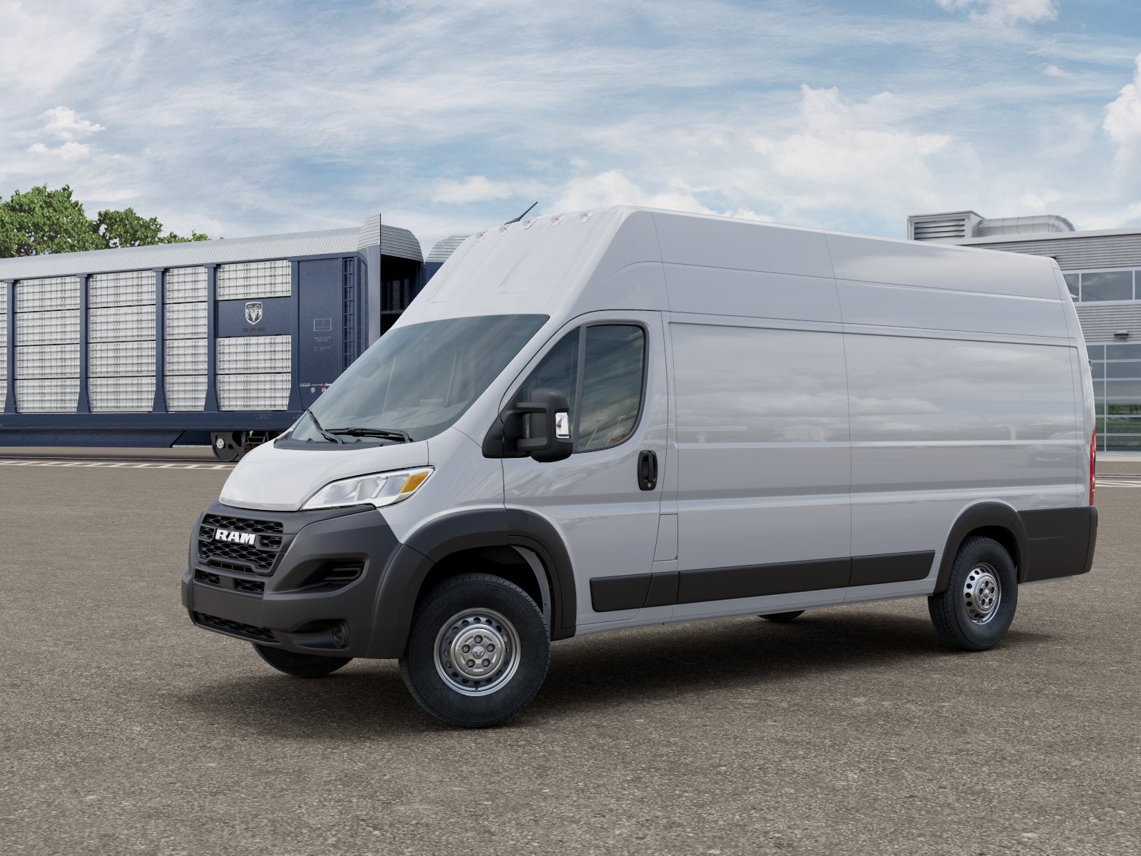 2026 RAM ProMaster 3500 Super High Roof in Bright White Clear-Coat Exterior Paint — front three-quarter view