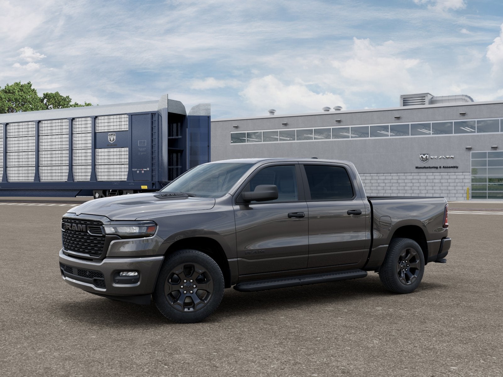 2026 RAM 1500 Express in Granite Crystal Metallic Clear-Coat Exterior Paint — front three-quarter view
