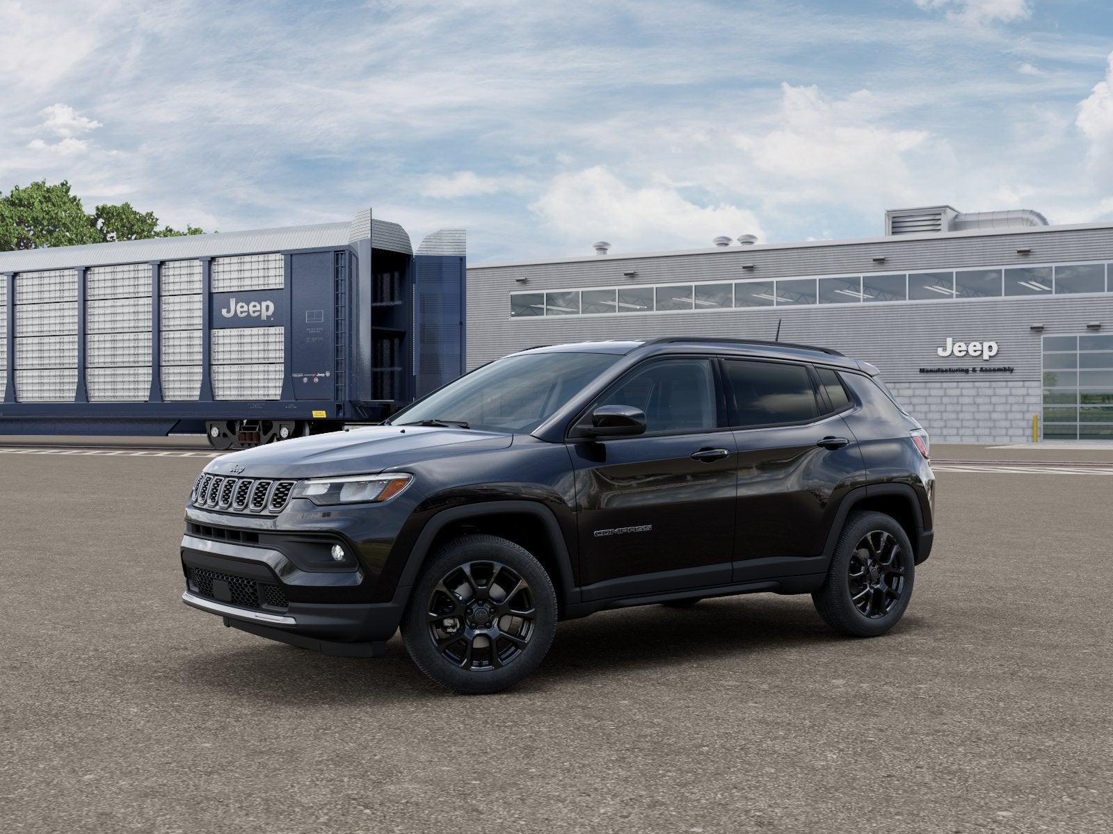 2026 Jeep Compass COMPASS LATITUDE ALTITUDE 4X4 in Diamond Black Crystal Pearl-Coat Exterior Paint — front three-quarter view
