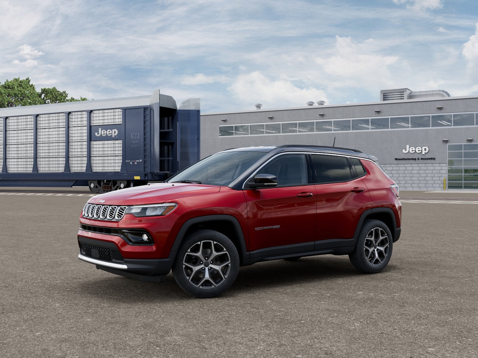 2026 Jeep Compass COMPASS LIMITED 4X4 in Red Hot Pearl-Coat Exterior Paint — front three-quarter view