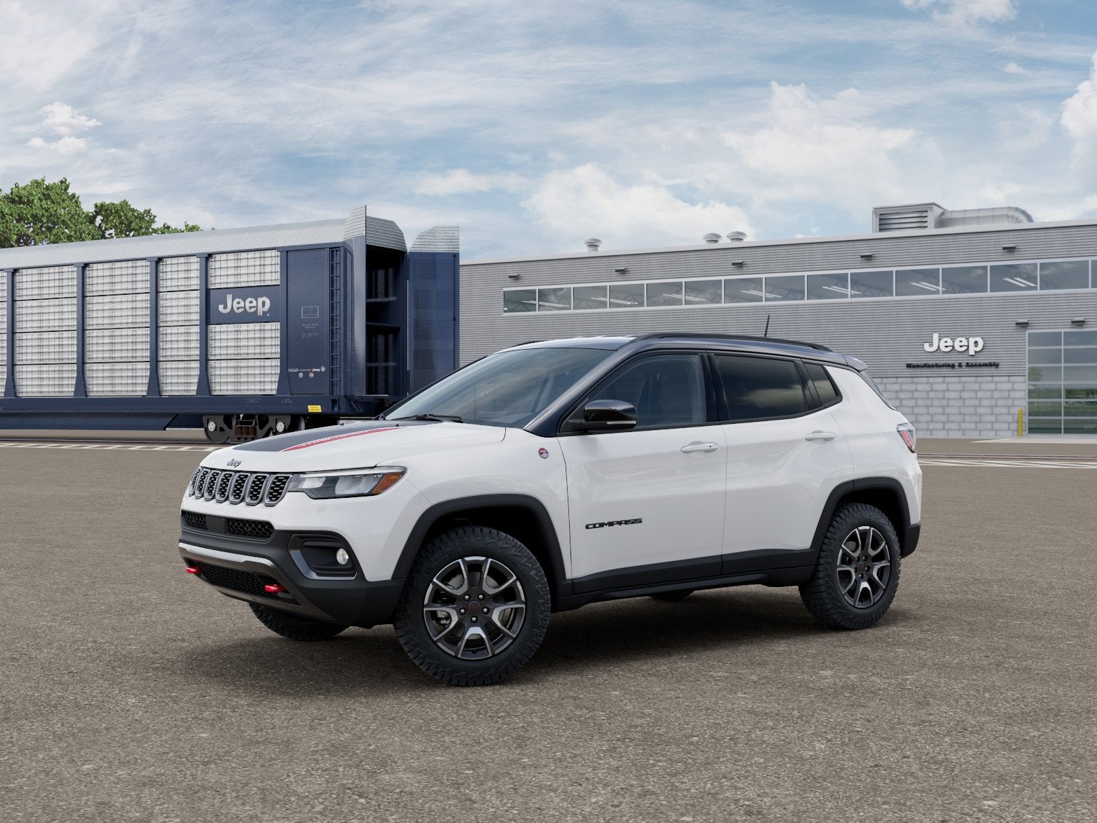 2026 Jeep Compass COMPASS TRAILHAWK 4X4 in Bright White Clear-Coat Exterior Paint — front three-quarter view
