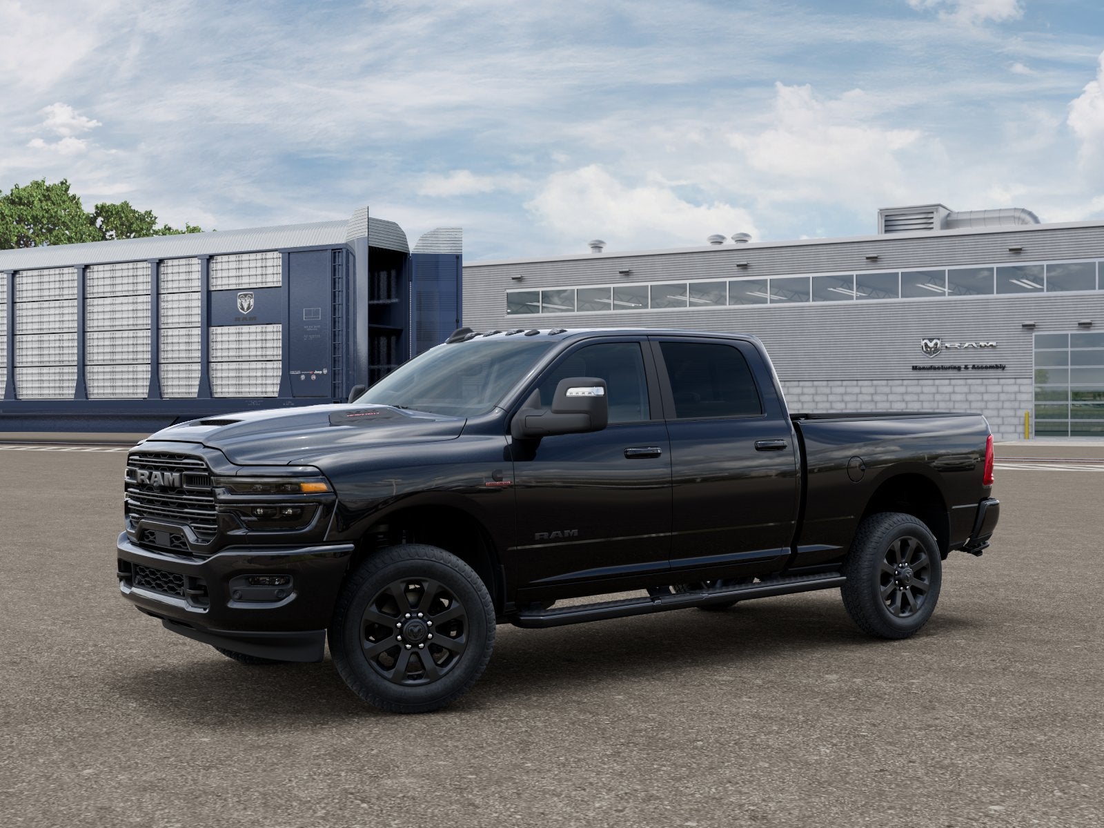 2026 RAM 2500 RAM 2500 LARAMIE CREW CAB 4X4 6'4' BOX in Diamond Black Crystal Pearl-Coat Exterior Paint — front three-quarter view