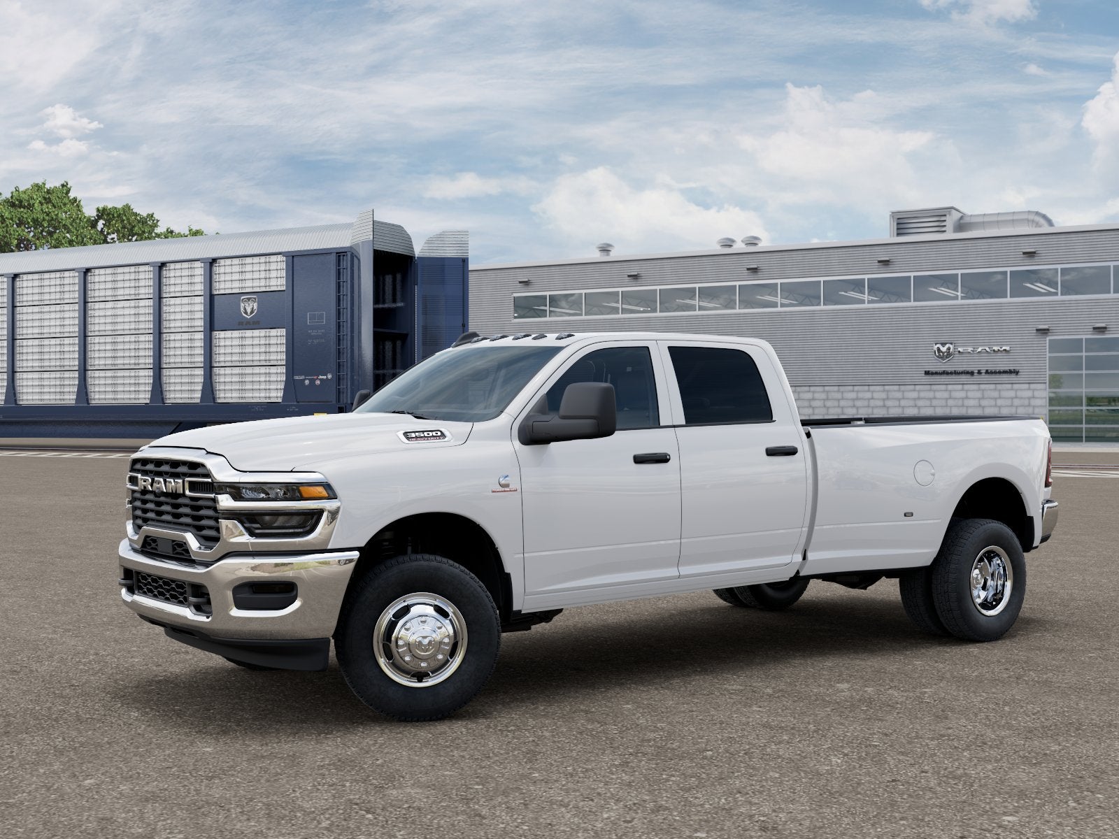 2026 RAM 3500 RAM 3500 TRADESMAN CREW CAB 4X4 8' BOX in Bright White Clear-Coat Exterior Paint — front three-quarter view