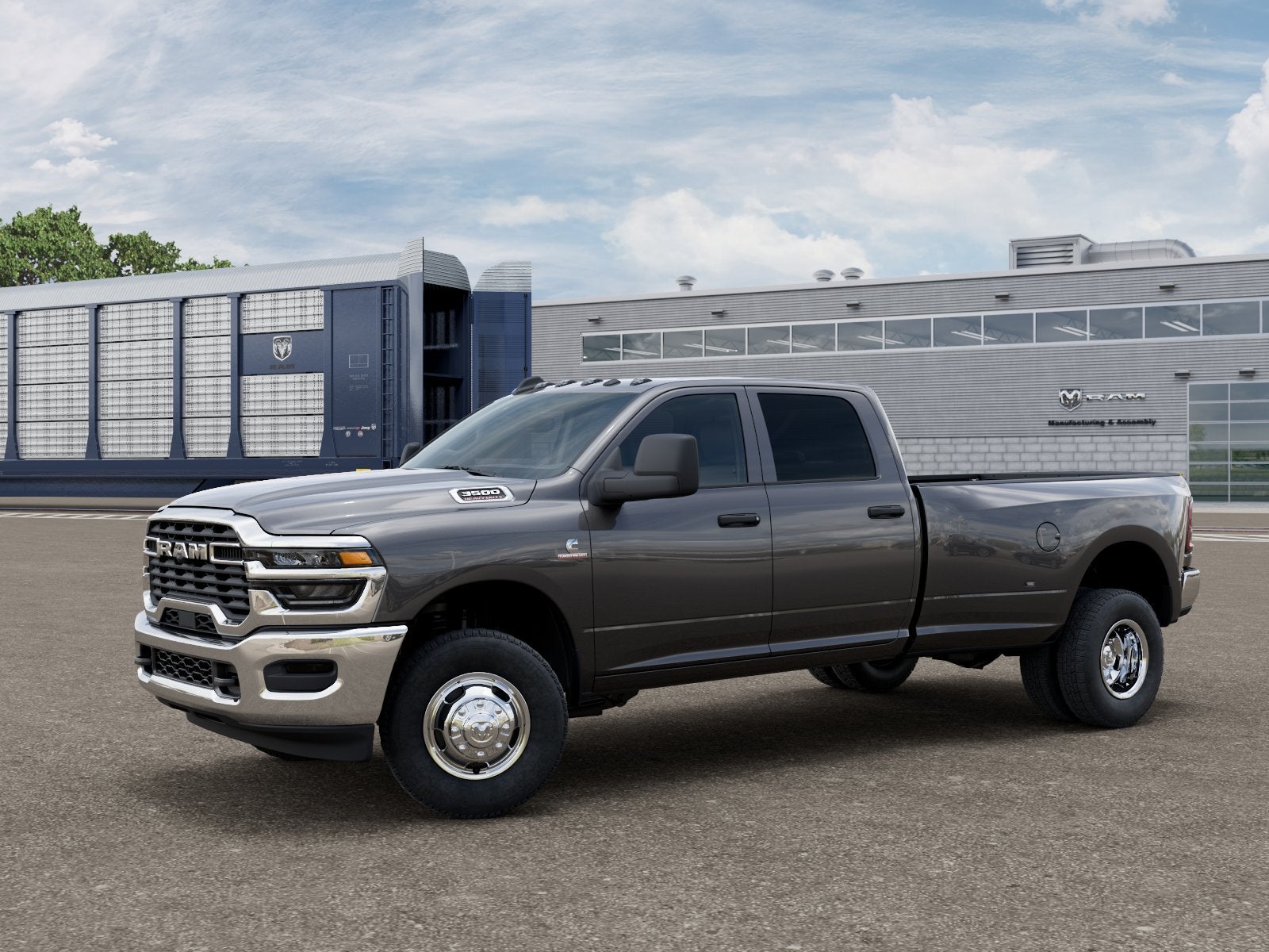 2026 RAM 3500 RAM 3500 TRADESMAN CREW CAB 4X4 8' BOX in Granite Crystal Metallic Clear-Coat Exterior Paint — front three-quarter view