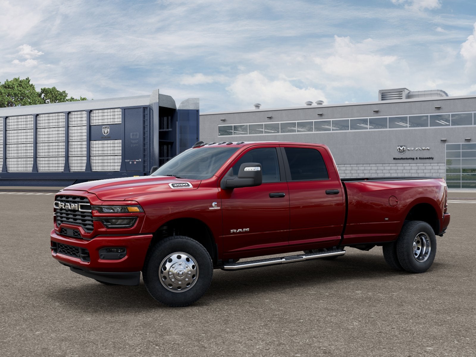2026 RAM 3500 RAM 3500 BIG HORN CREW CAB 4X4 8' BOX in Molten Red Pearl-Coat Exterior Paint — front three-quarter view
