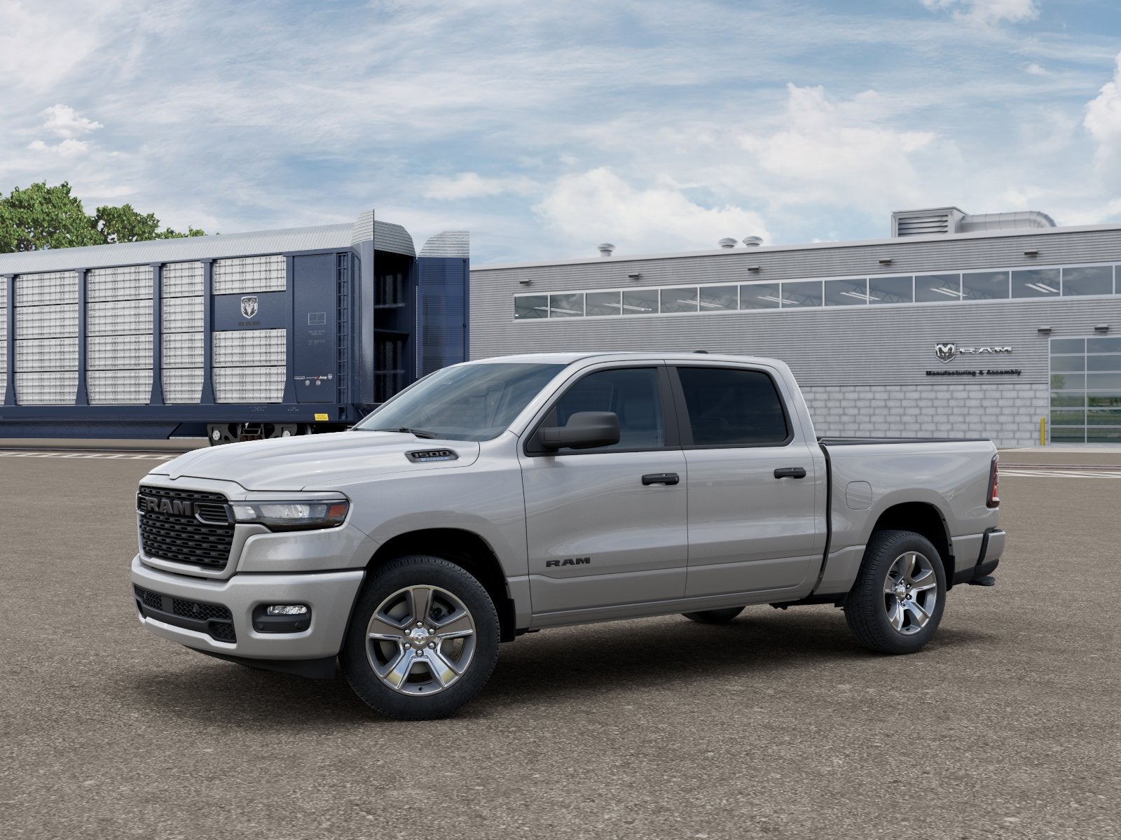 2026 RAM 1500 RAM 1500 EXPRESS CREW CAB 4X4 5'7' BOX in Silver Zynith Exterior Paint — front three-quarter view