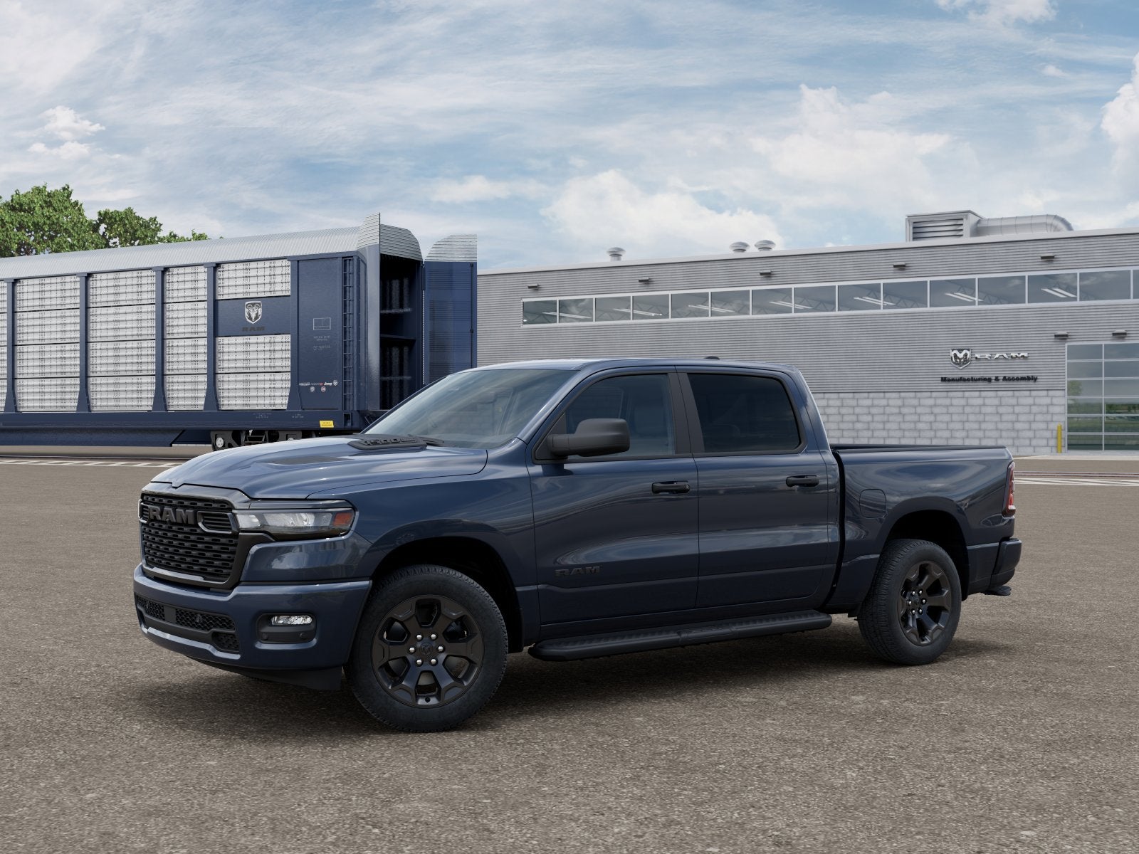 2026 RAM 1500 RAM 1500 EXPRESS CREW CAB 4X4 5'7' BOX in Forged Blue Metallic Exterior Paint — front three-quarter view