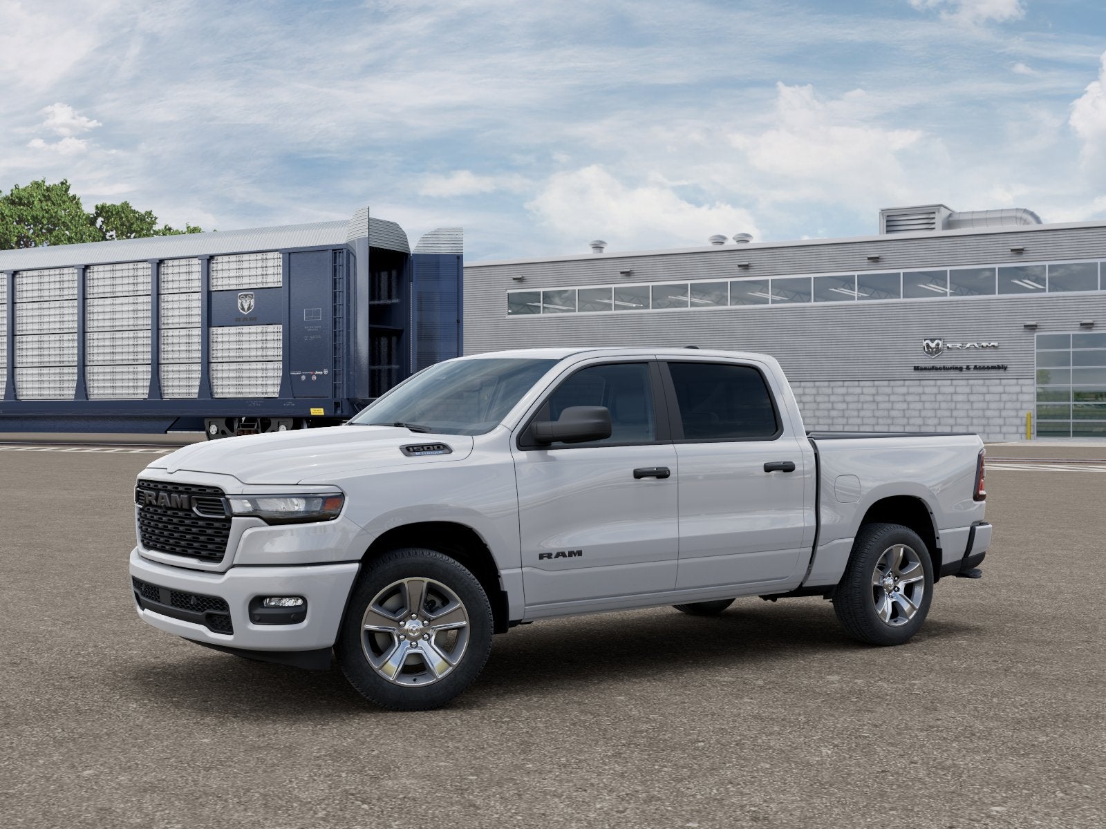 2026 RAM 1500 RAM 1500 EXPRESS CREW CAB 4X4 5'7' BOX in Bright White Clear-Coat Exterior Paint — front three-quarter view