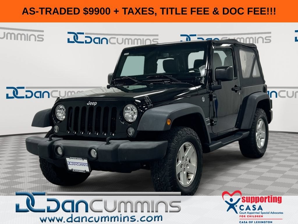2016 Jeep Wrangler Sport in Black — front three-quarter view