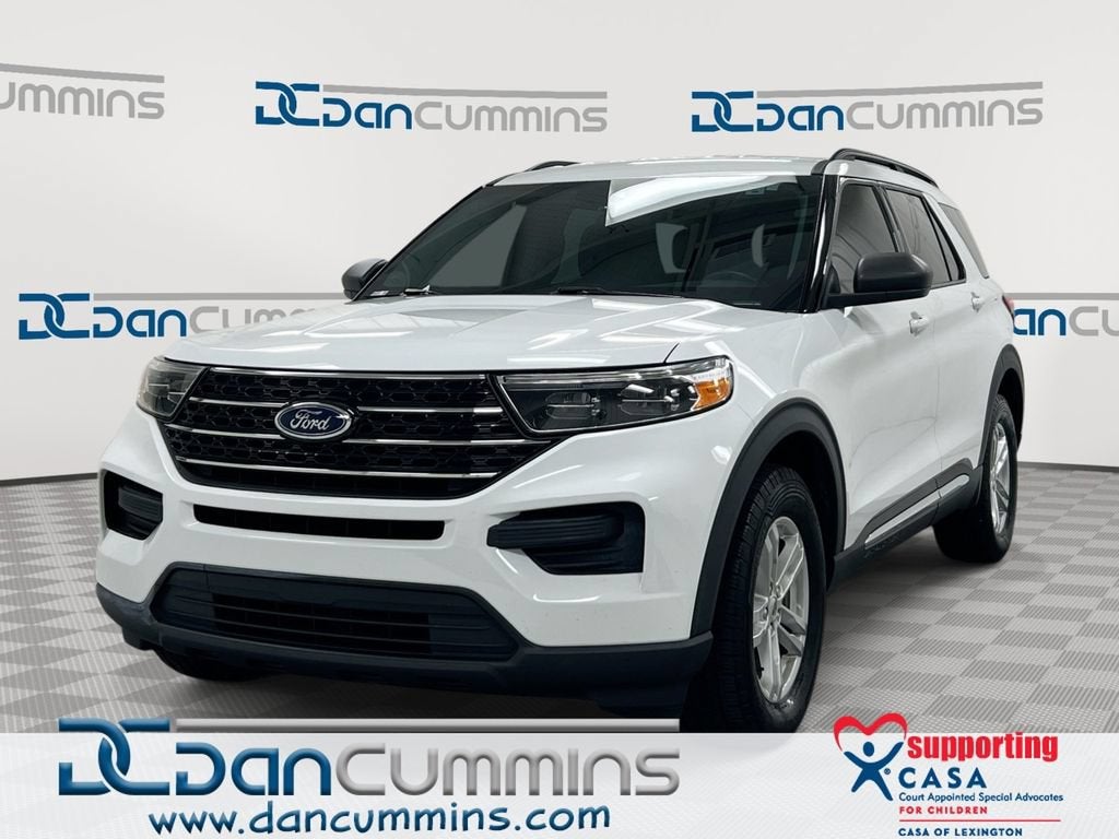 2021 Ford Explorer XLT in White — front three-quarter view