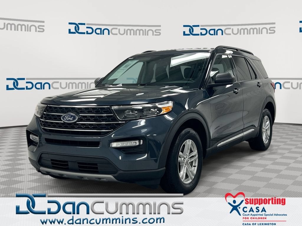 2022 Ford Explorer XLT in Blue — front three-quarter view