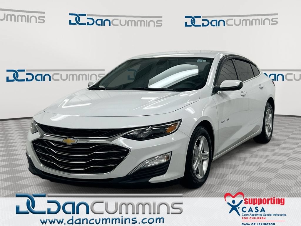 2021 Chevrolet Malibu LS in Summit White — front three-quarter view