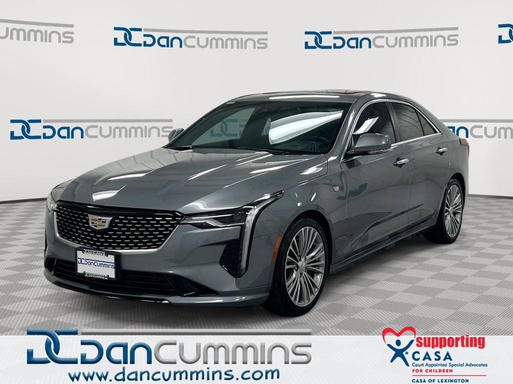 2021 Cadillac CT4 Premium Luxury in Satin Steel Metallic — front three-quarter view