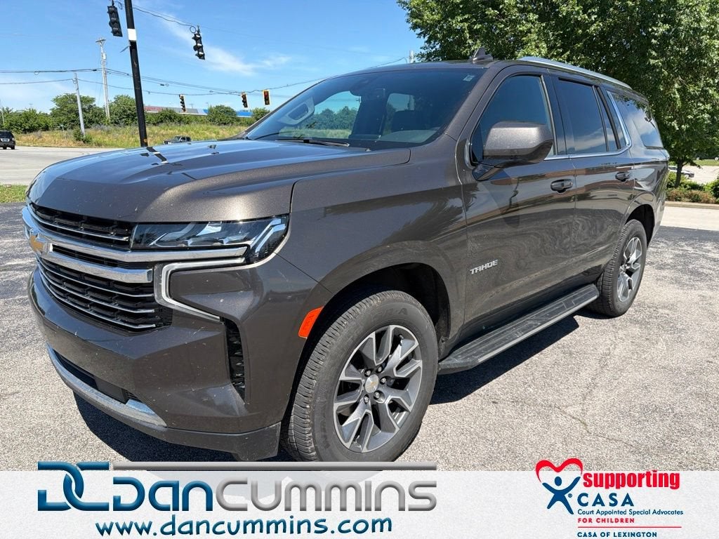 2021 Chevrolet Tahoe LT in Graywood Metallic — front three-quarter view