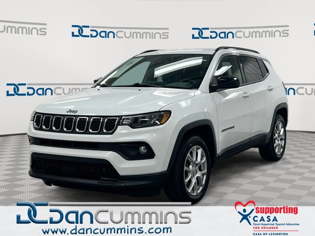 2023 Jeep Compass Latitude Lux in White — front three-quarter view