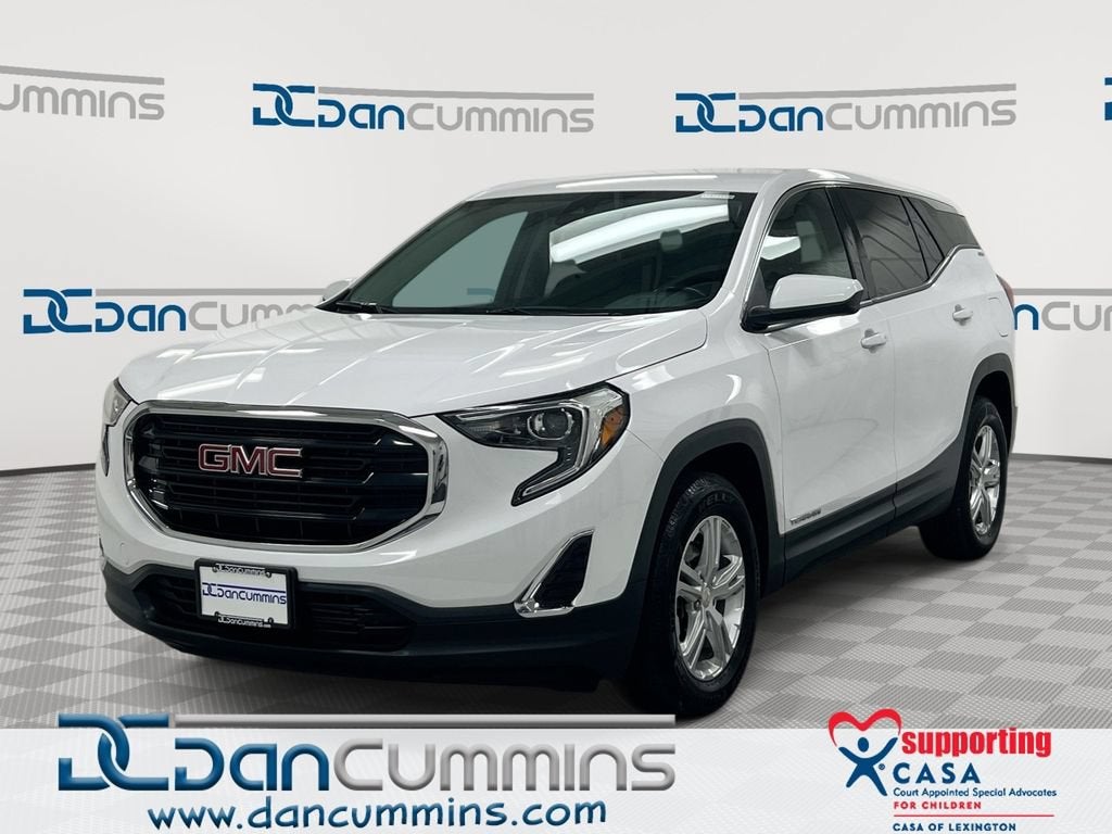 2020 GMC Terrain SLE in Summit White — front three-quarter view