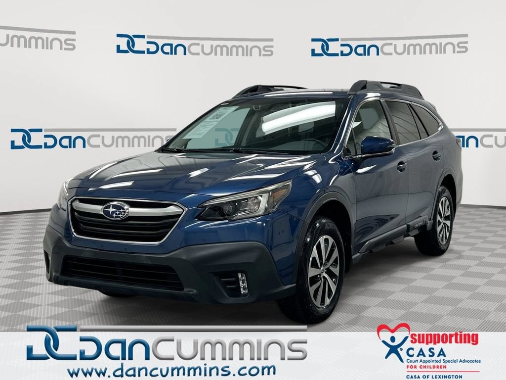 2020 Subaru Outback Premium in Blue — front three-quarter view