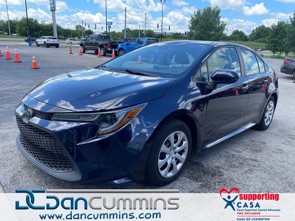 2020 Toyota Corolla LE in Blue — front three-quarter view