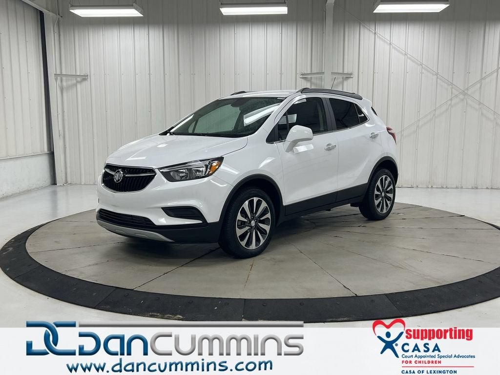 2022 Buick Encore Preferred in Summit White — front three-quarter view