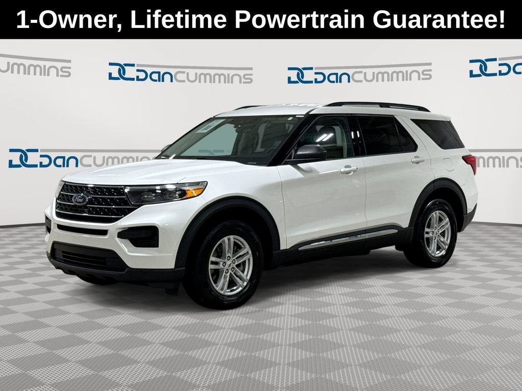 2023 Ford Explorer XLT in White — front three-quarter view