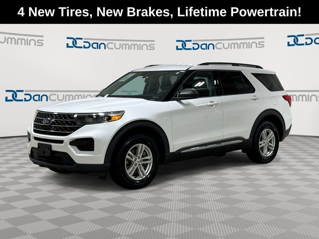 2023 Ford Explorer XLT in White — front three-quarter view