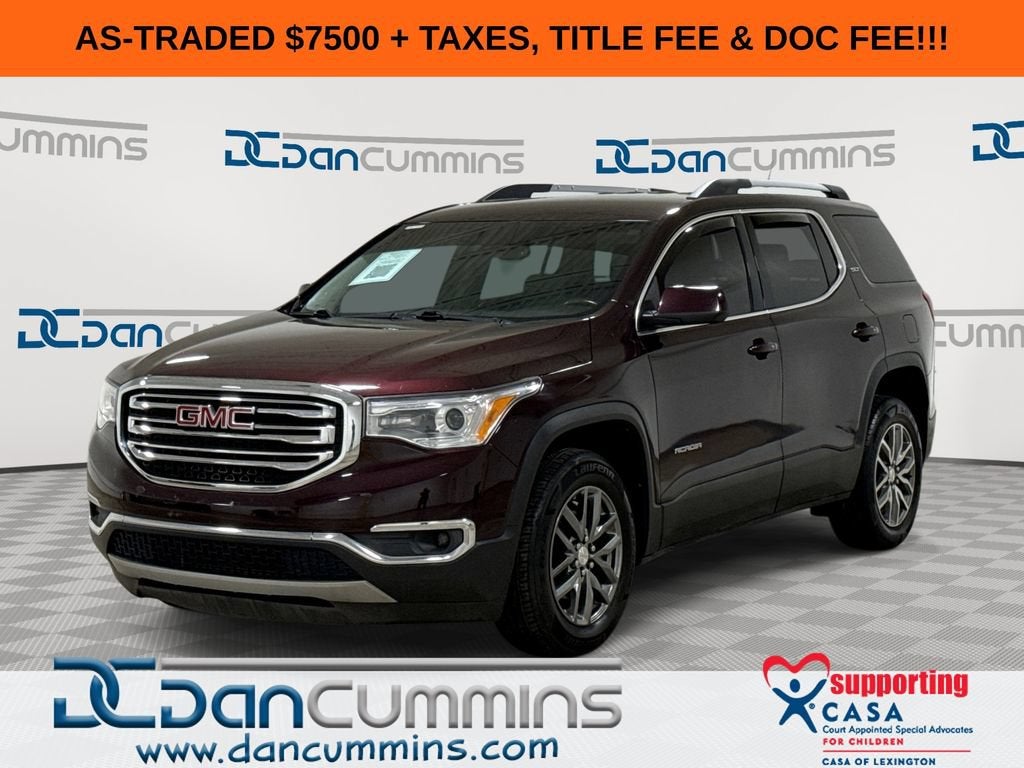 2017 GMC Acadia SLT in Black Cherry Metallic — front three-quarter view