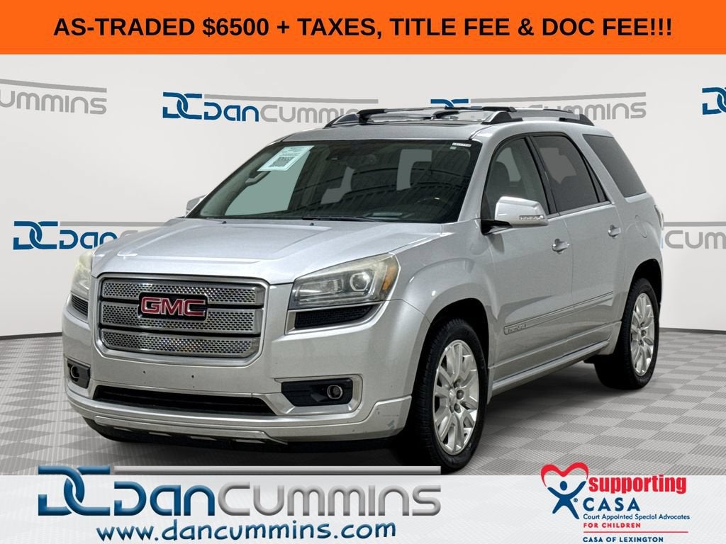 2015 GMC Acadia Denali in Quicksilver Metallic — front three-quarter view