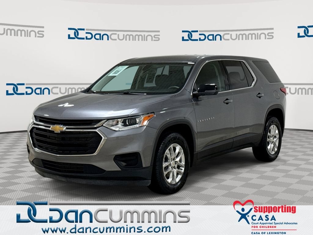 2021 Chevrolet Traverse LS in Satin Steel Metallic — front three-quarter view